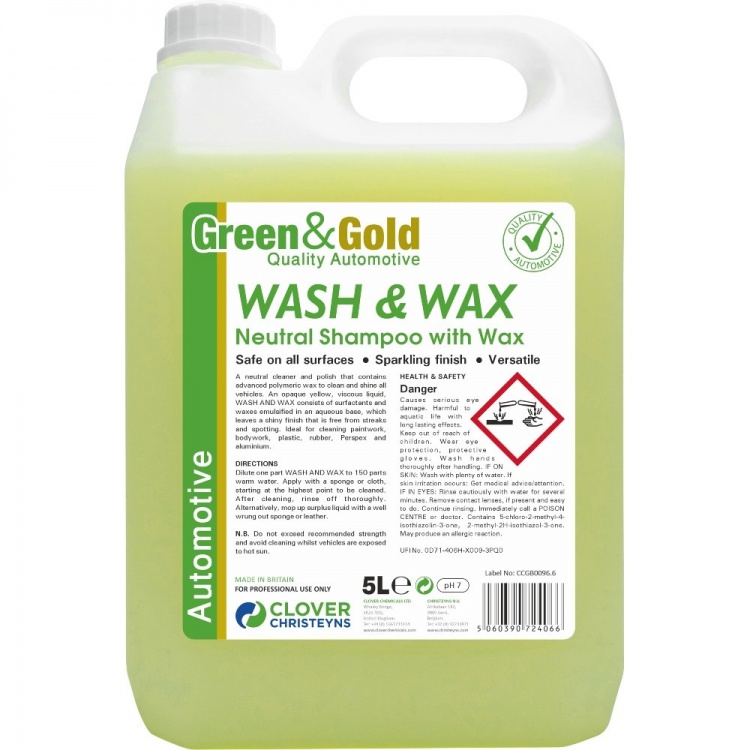 Clover Chemicals Wash & Wax - Neutral Shampoo With Wax (447)